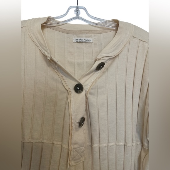 We The Free The Mix Henley Cream Long Sleeve Top Size Small Free People Button - Picture 4 of 8